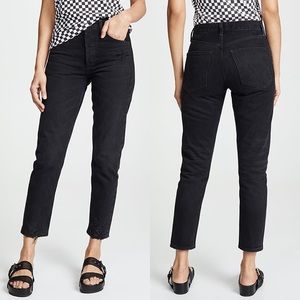 Agolde Jamie High Rise Classic Jeans Black Plume